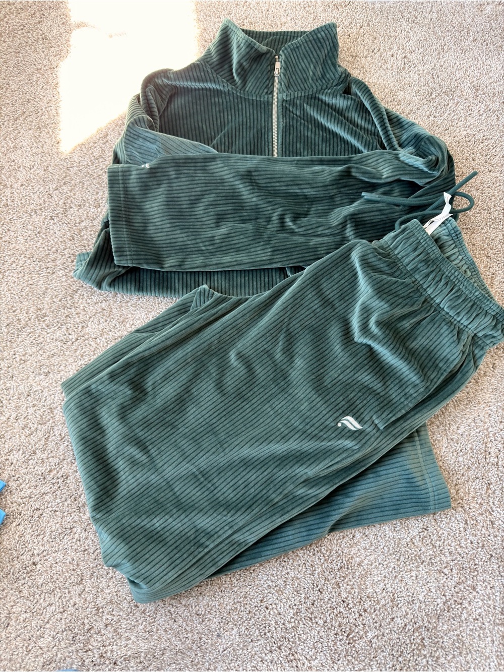 Fabletics Deep Forest Ribbed Jogger Set - Dark Green